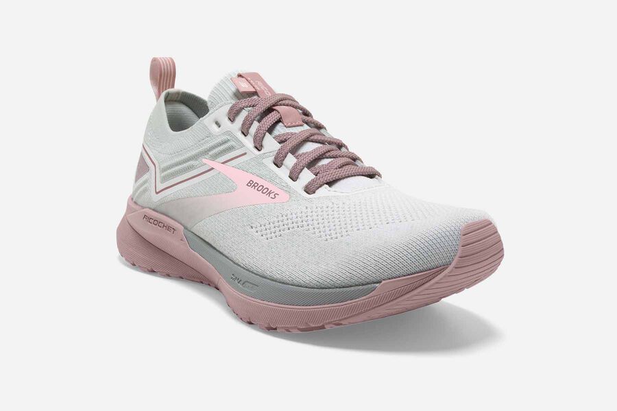 Brooks Ricochet 3 Road Loopschoenen Dames - Wit/Roze - 491820RTP